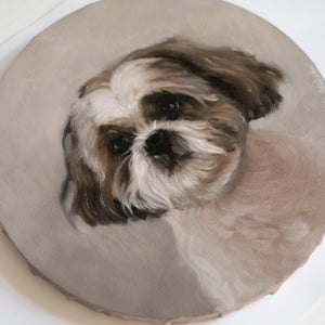 Oil dog portrait on a round canvas - Paulina Kwietniewska Paintings