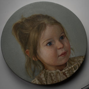 Oil portrait on a round canvas (painted from a photograph)