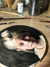 Oil portrait on a round canvas (painted from a photograph)