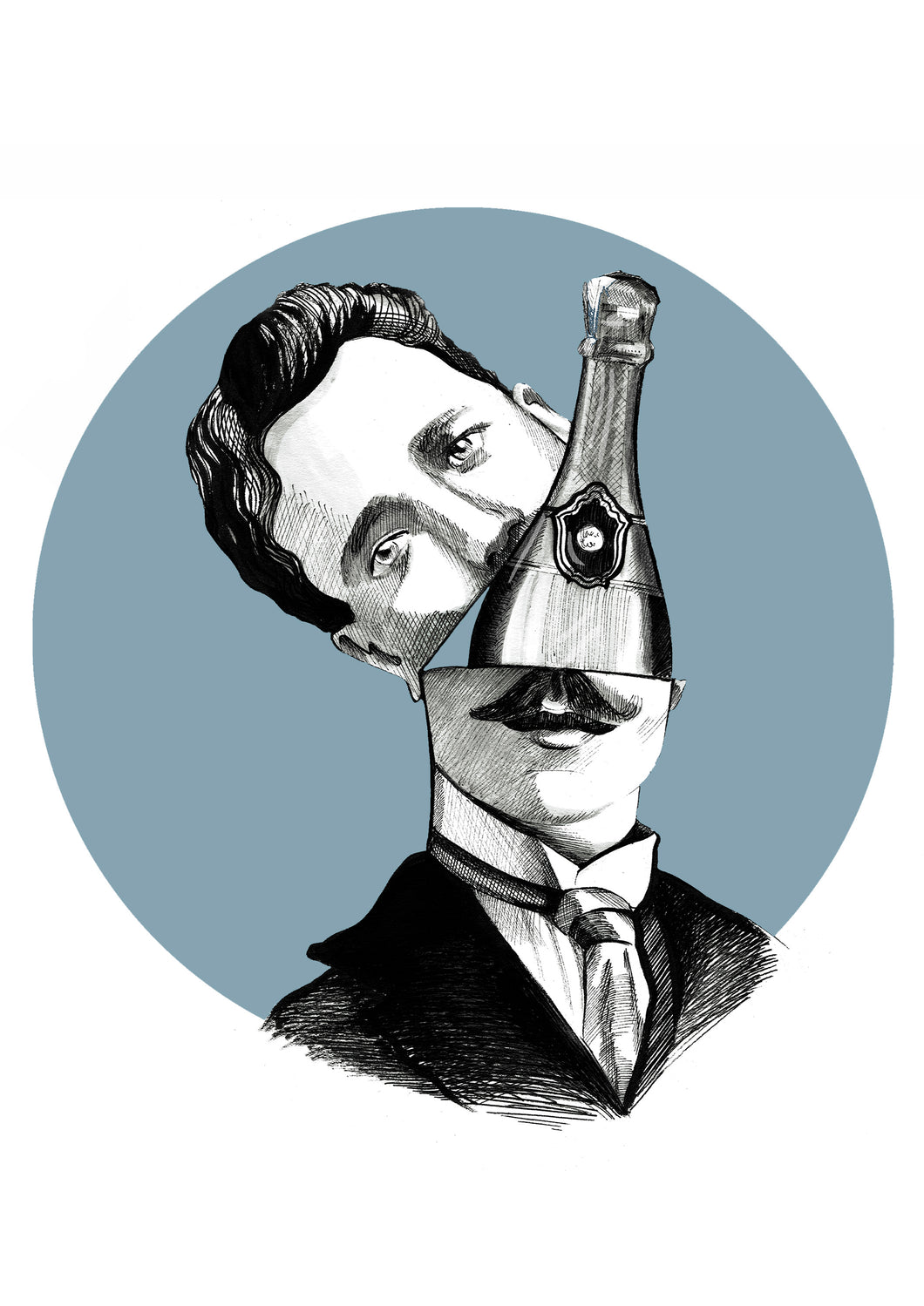 Champagne Lover Fine Art Print - About Face Illustration