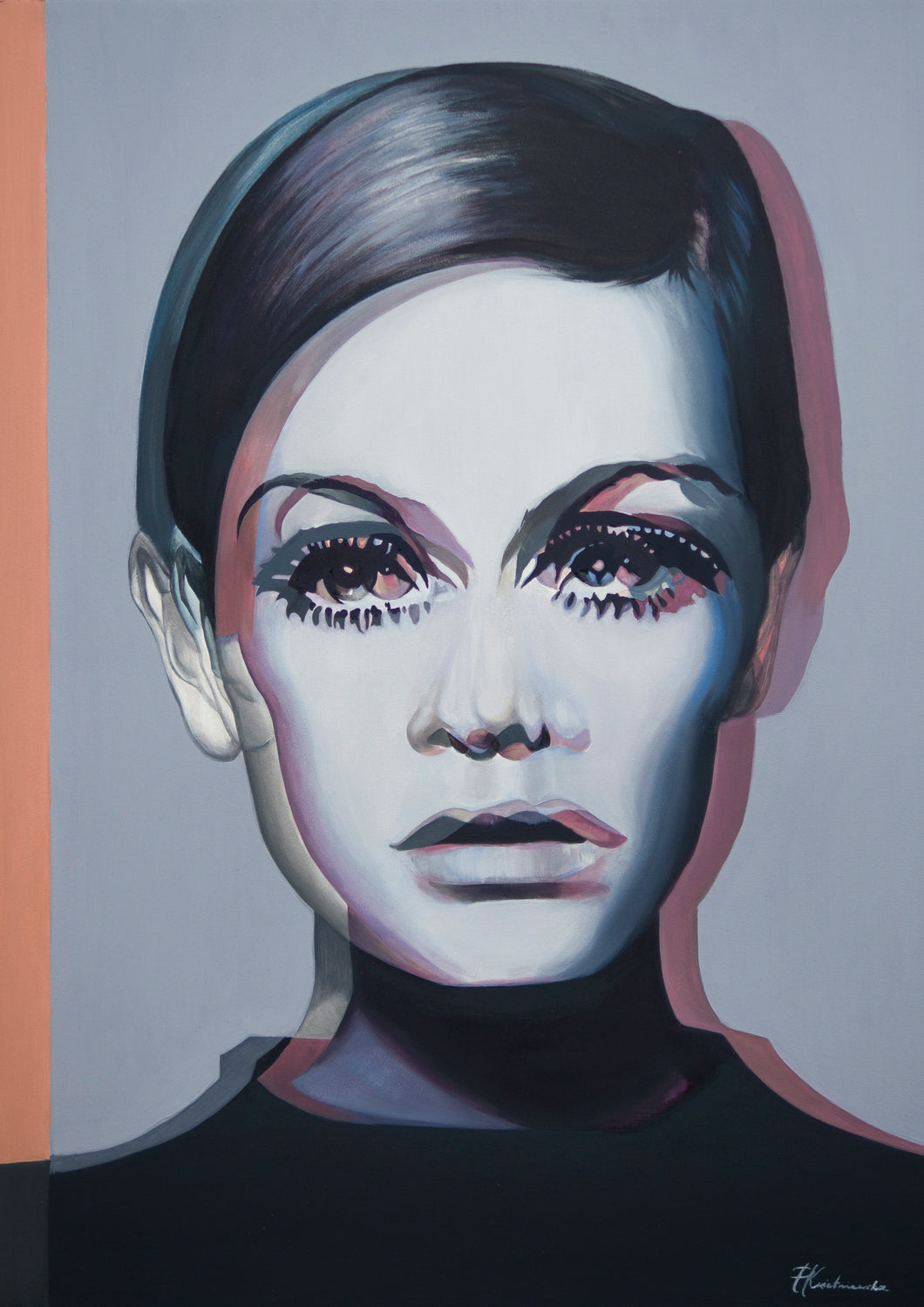 Twiggy oil painting reproduction - About Face Illustration